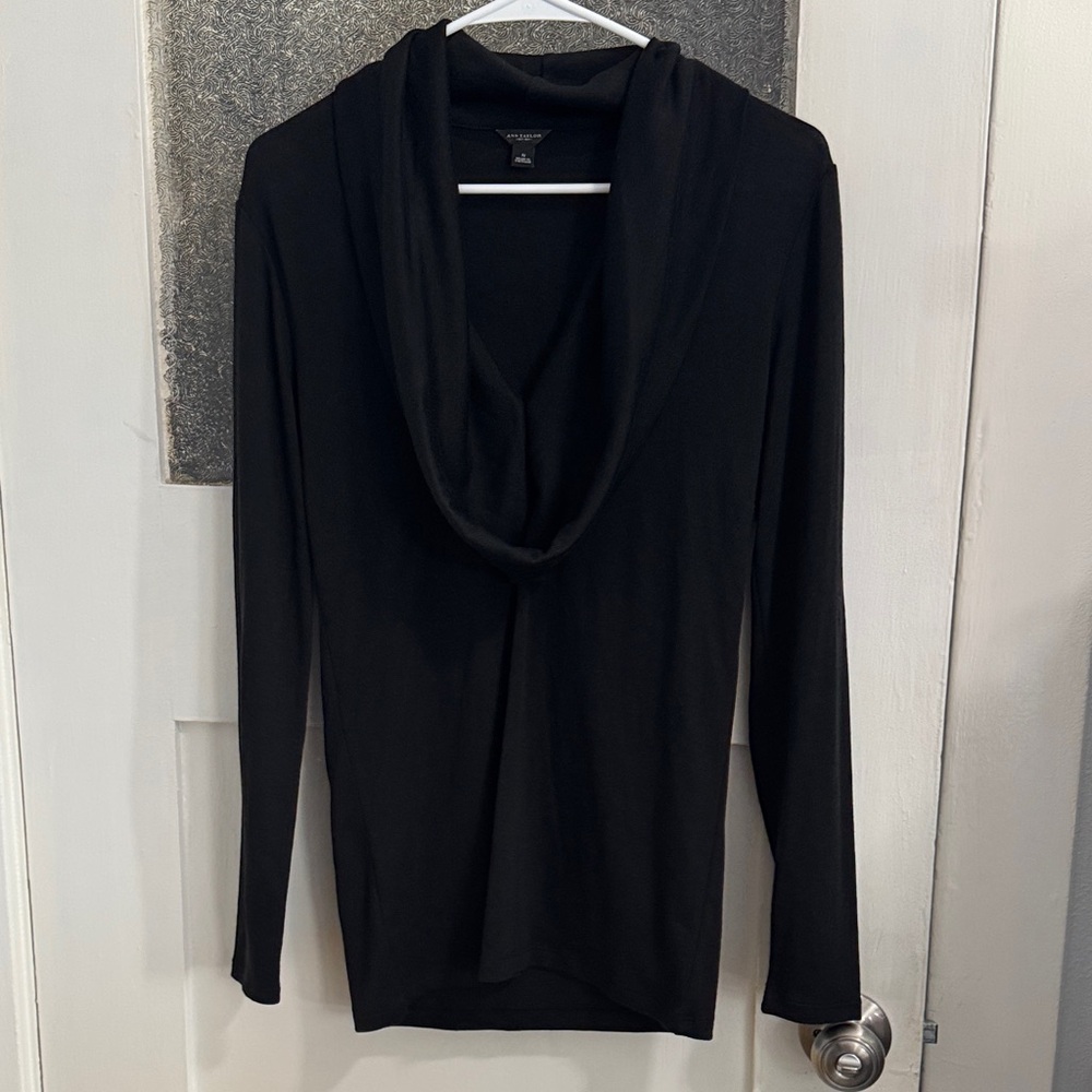Ann Taylor Classic Black Cowl Neck Sweater